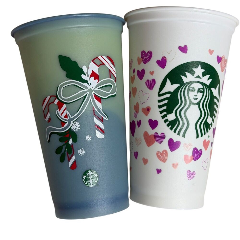 Starbucks 2021 2022 Valentine Christmas Color Change Travel Cup Tumblers